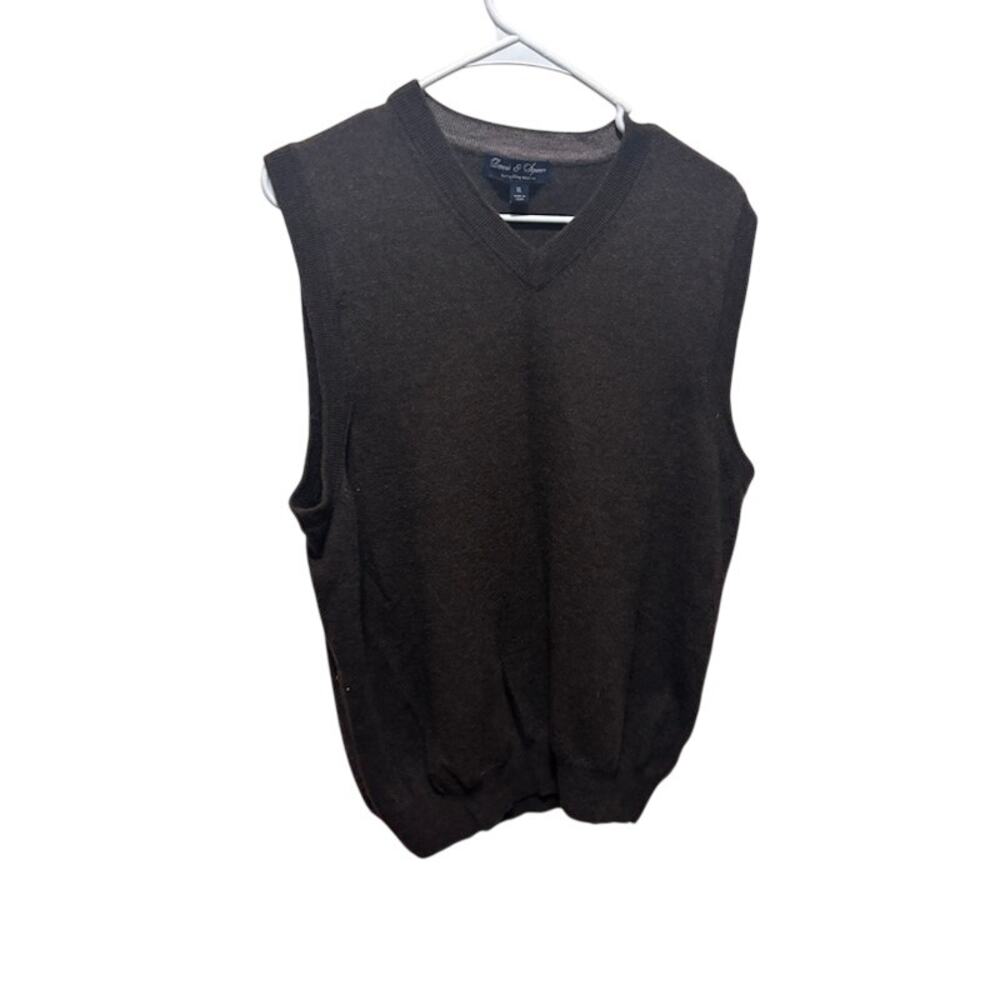 Davis & Squire Brown Sweater Vest Fine Merino Wool Men's size XL